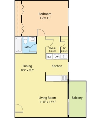 1BR/1BA - One Bedroom