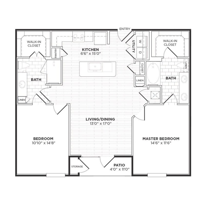 Floor Plan - B1 - Two Bedroom
