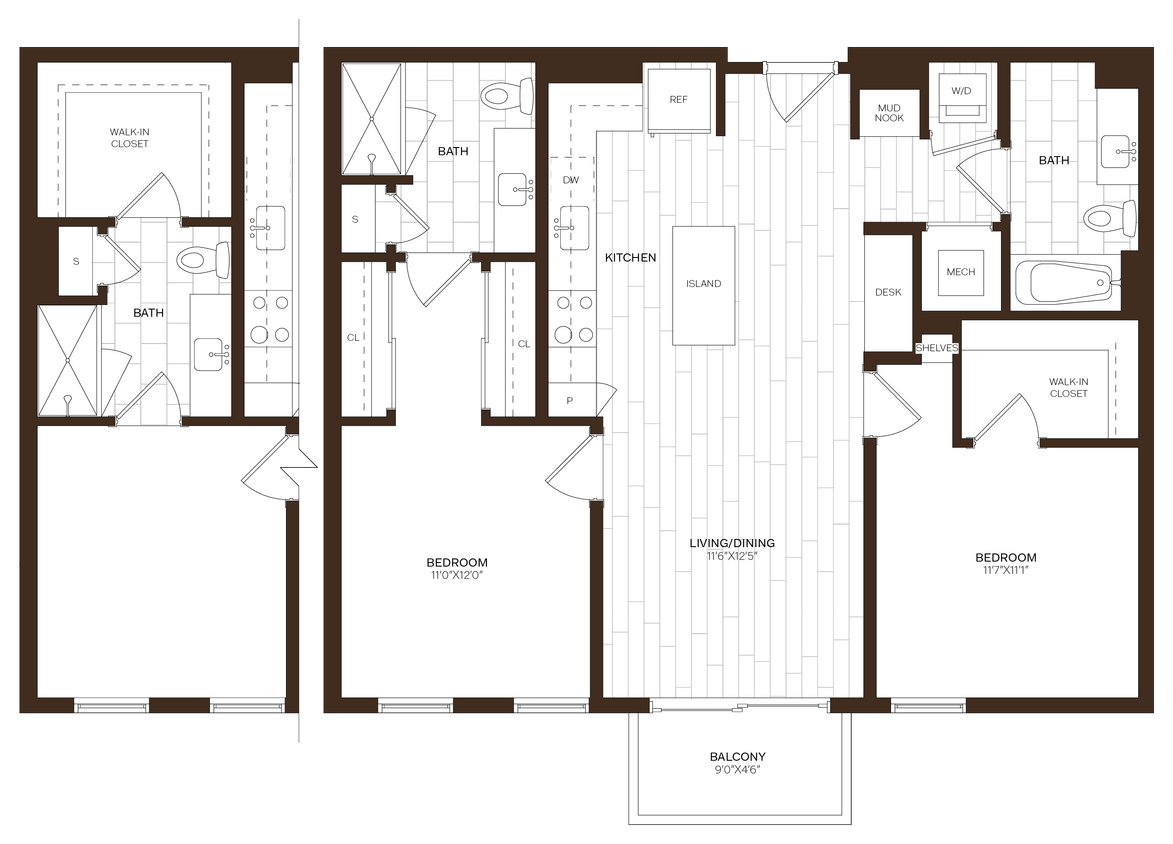Floor Plan - 2 Bed/2 Bath-B14.2