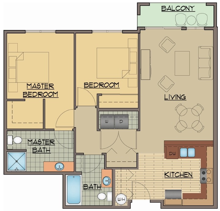 Floor Plan - 2BD, 2BTH A Rehab