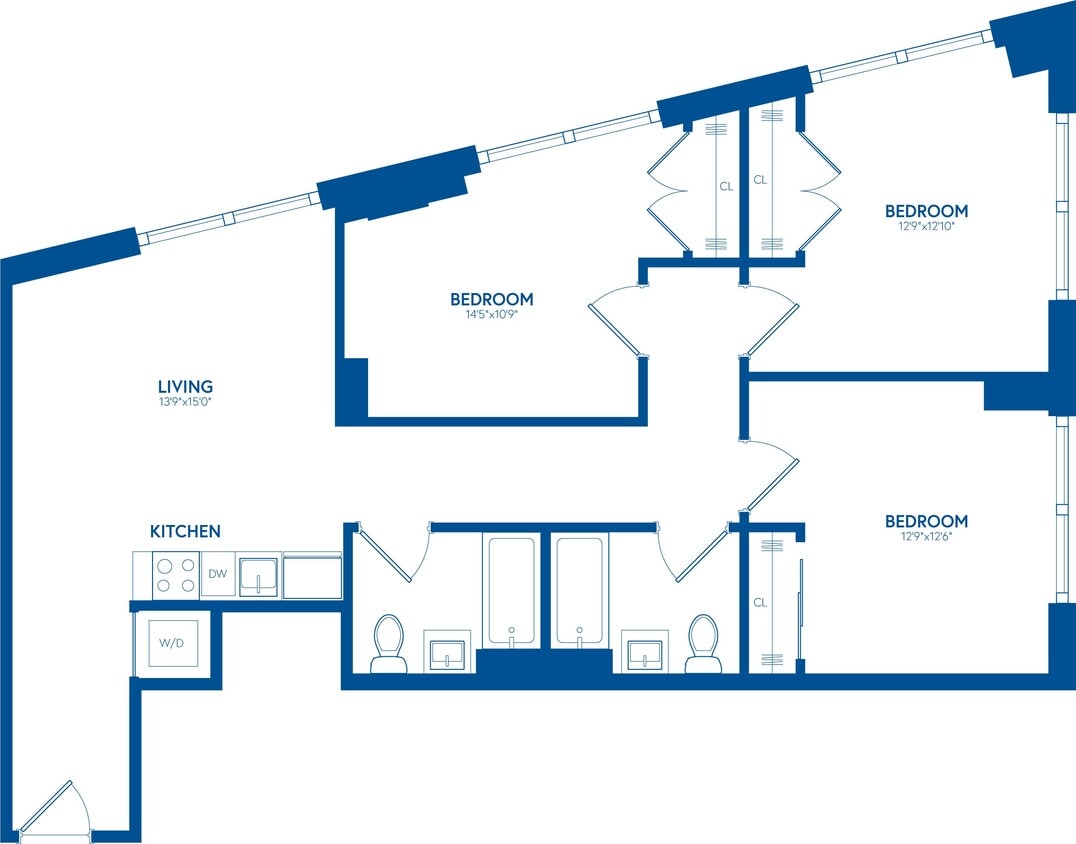 Floor Plan - 3 Bedroom, 2 Bath