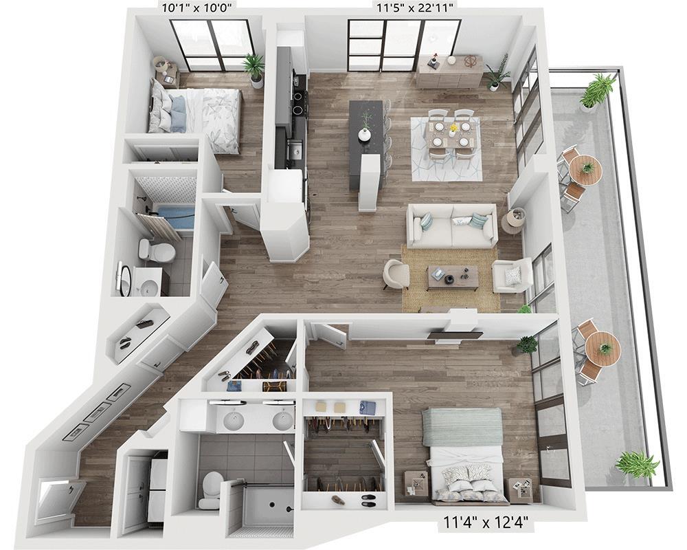 Floor Plan - Two Bedroom B2Q