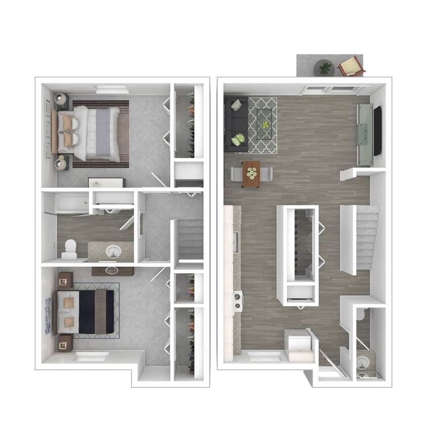 Floor Plan - 2 Bedroom 1.5 Bath Townhome