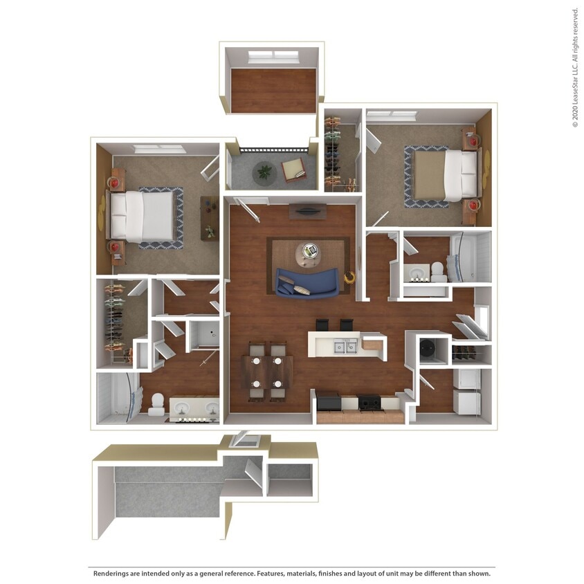 Floor Plan - 2 Bed 2 Bath 1246 SqFt (1246 Net)