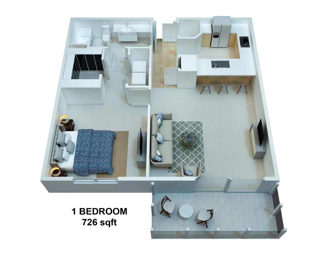 Floor Plan - 1 Bedroom / 1 Bathroom