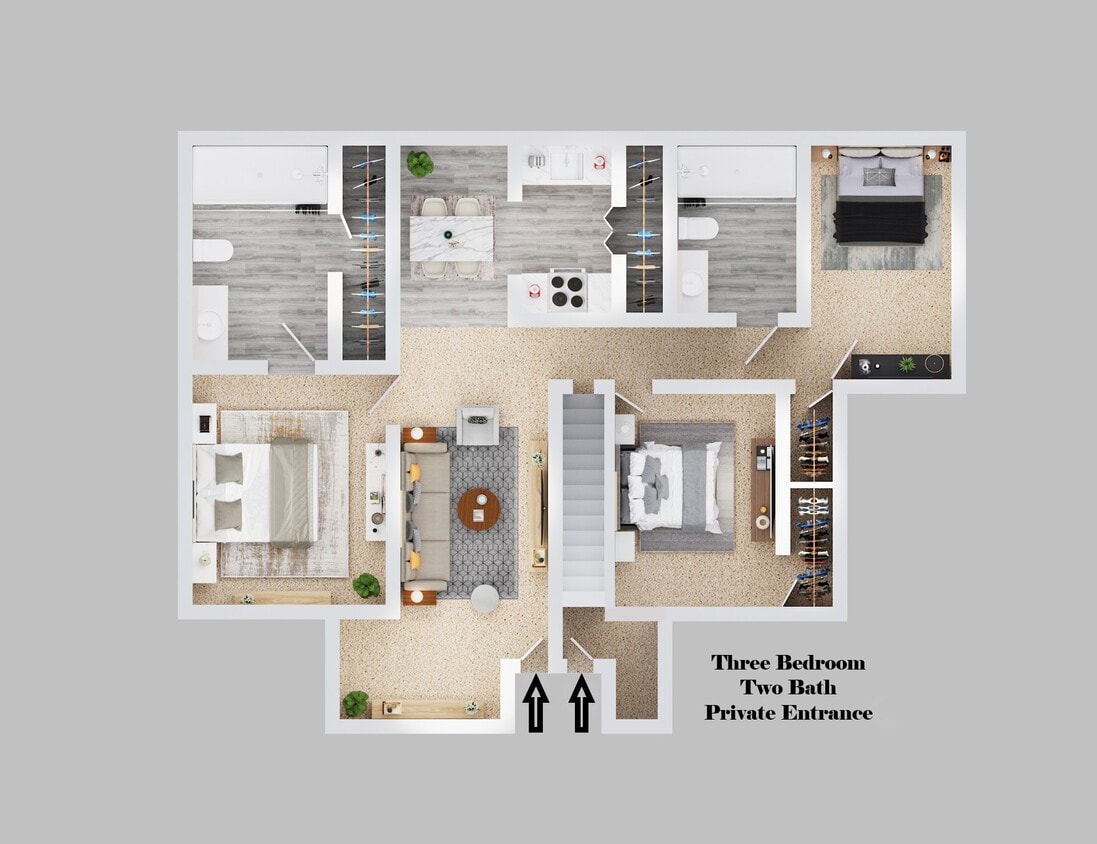 Floor Plan - Three Bedroom Two Bath