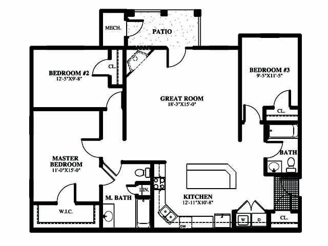 Birch - Three Bedroom 2 Bath - 1450 sqft