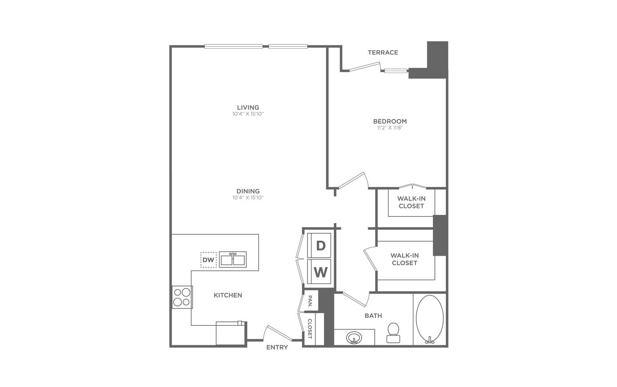 Floor Plan - 1 Bed/1 Bath - A17