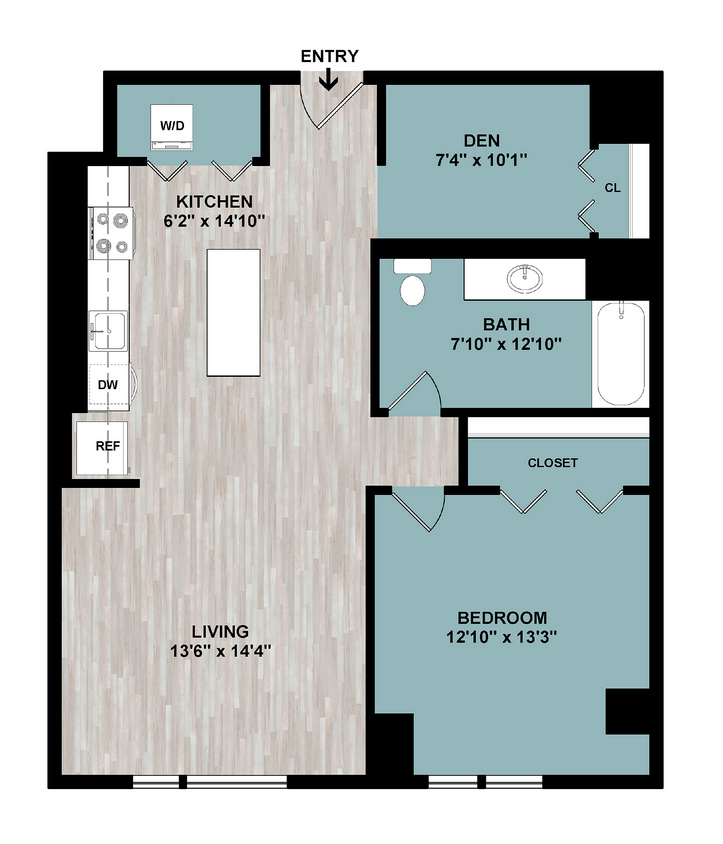 B | 1-Bedroom Floorplan - B