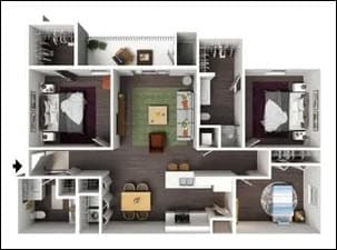 Floor Plan - 3 Bedroom Furnished