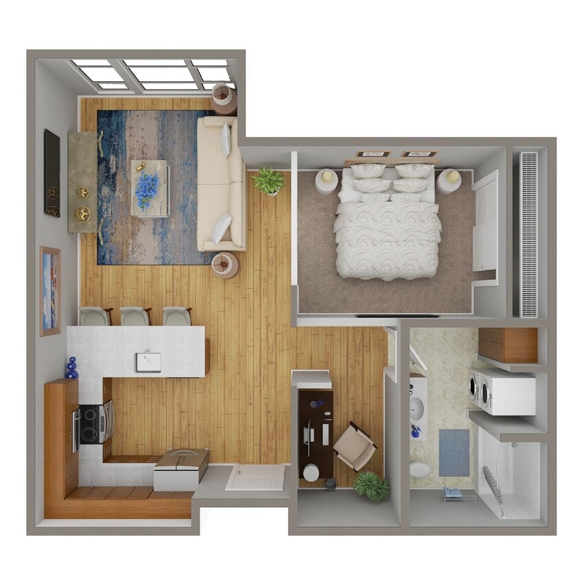 Floor Plan - 1 Bed/1 Bath Den Open - N