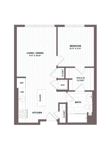 Floor Plan - 1 Bed/1 Bath - A1 Bldg D