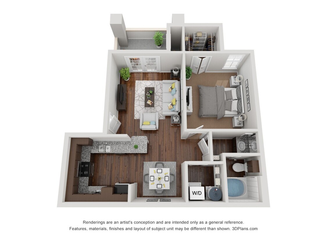 Floor Plan - 1BR 1BA (706 SF)