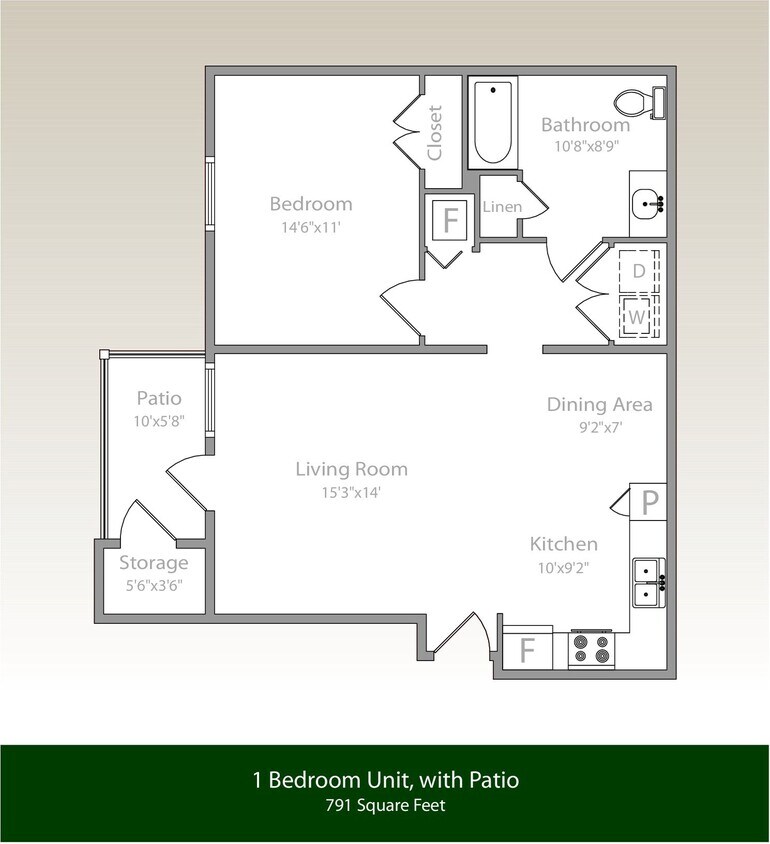 Floor Plan - 1x1 Patio/Storage