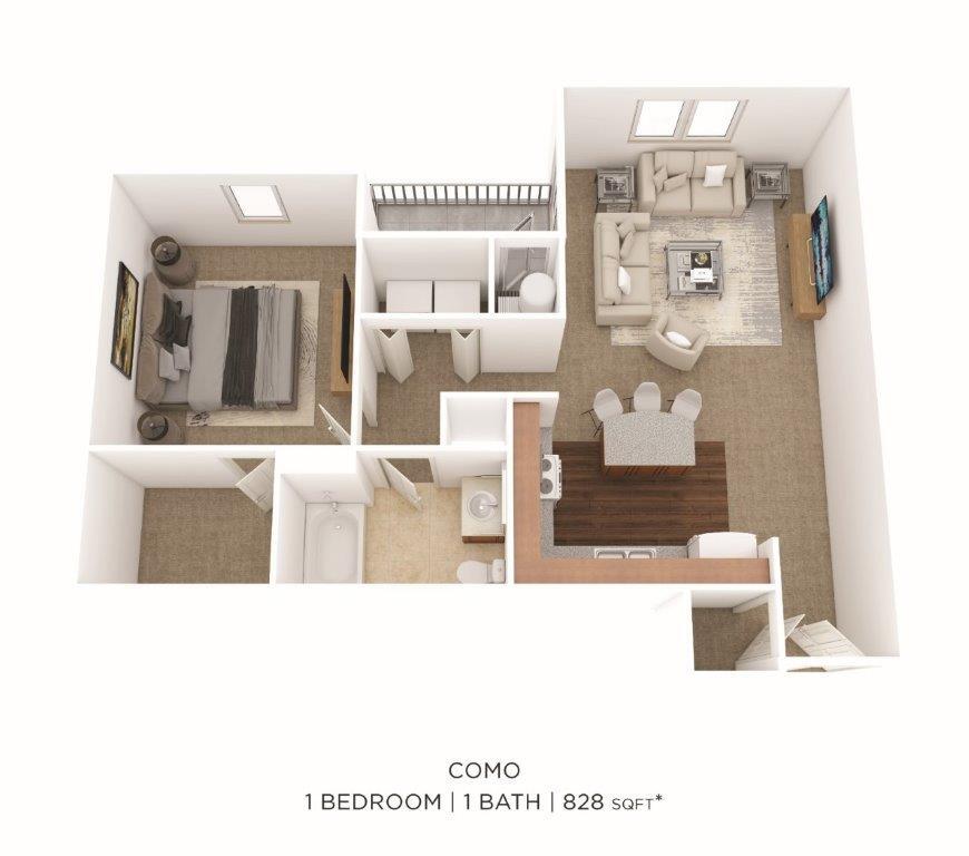 Floor Plan - One Bedroom- 828 sqft
