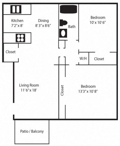 Floor Plan - 2 Bedroom / Phase 1 & 2