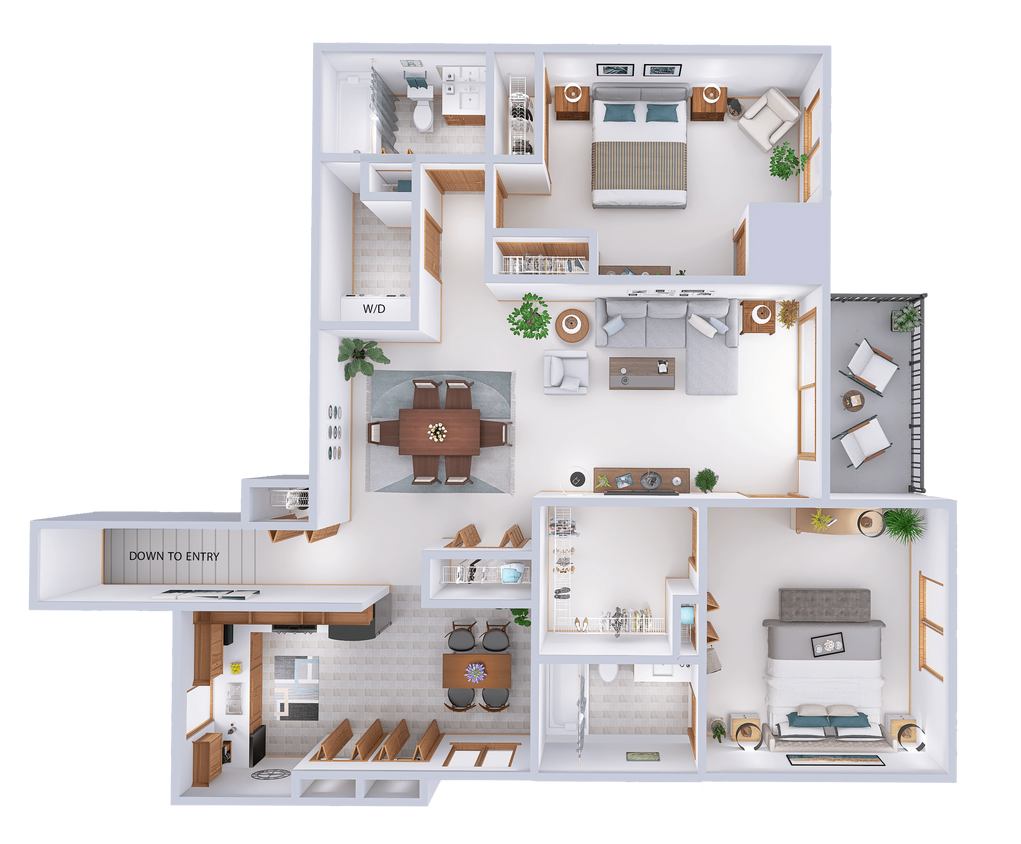 Floor Plan - Oakshire Village - 2 Bed, 2 Bath Upper (C)