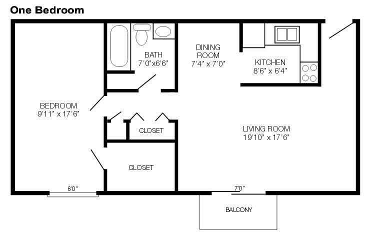 1BR/1BA - 1 Bedroom