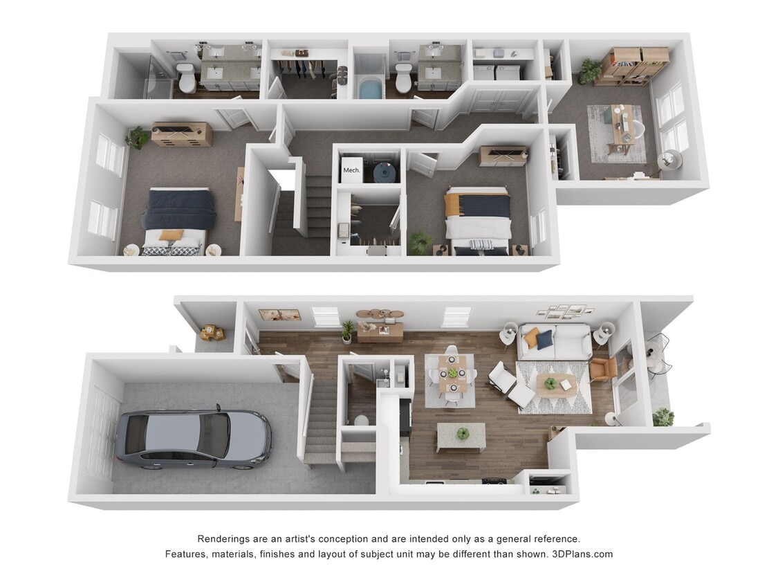 The Calusa is a 3-bed x 2.5-bath 1,504 SF townhome. - The Calusa