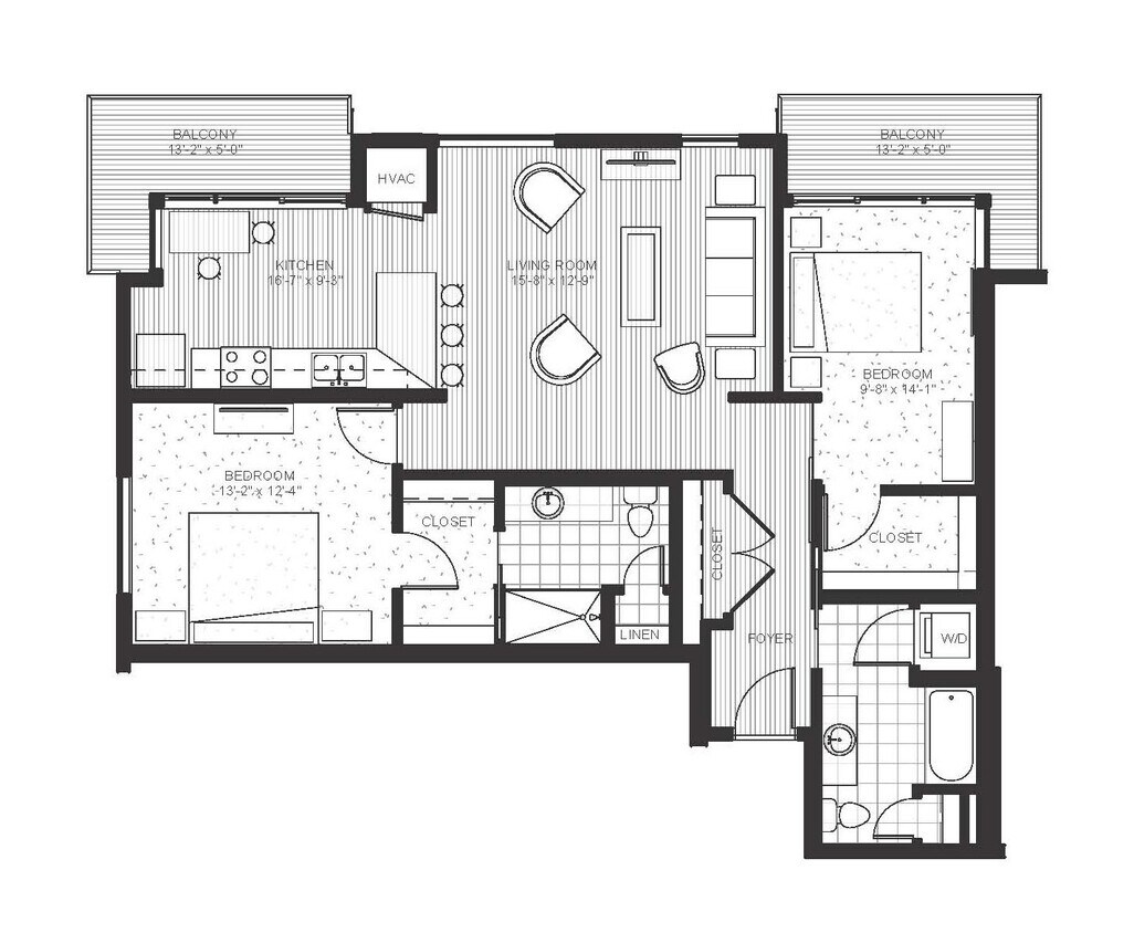 Ellipse on Excelsior and E2 - E2 -Flourine - 2 Beds - 2 Baths - 1099 Sq. ft. - E2 -Flourine