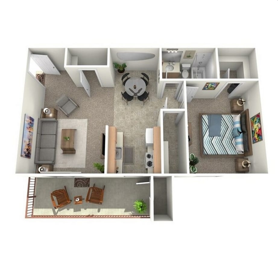 Floor Plan - 1x1 WD - G
