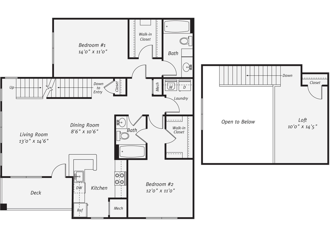 Floor Plan - 2 Bed/2 Bath-The Jones Loft A