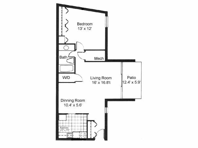 1BR/1BA - 1 Bedroom