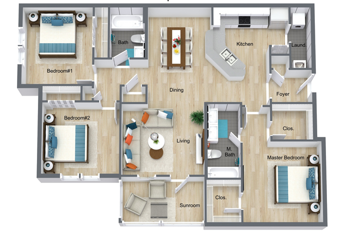 Floor Plan - The Edisto with Sunroom
