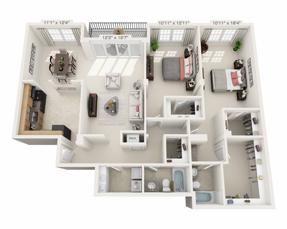 Floor Plan - Two Bedroom B2B