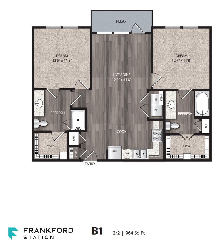 Floor Plan - 2 Bed 2 Bath