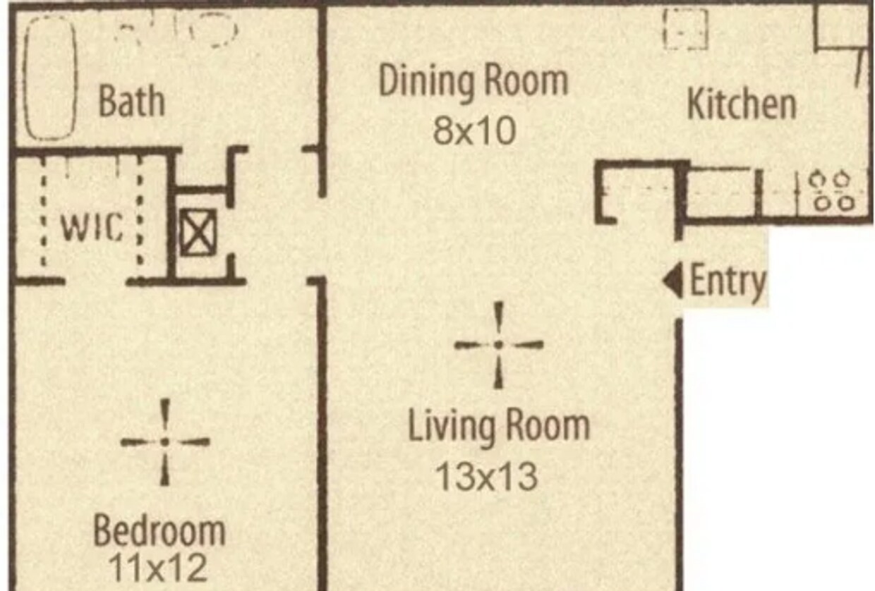 Floor Plan - 1x1 Up