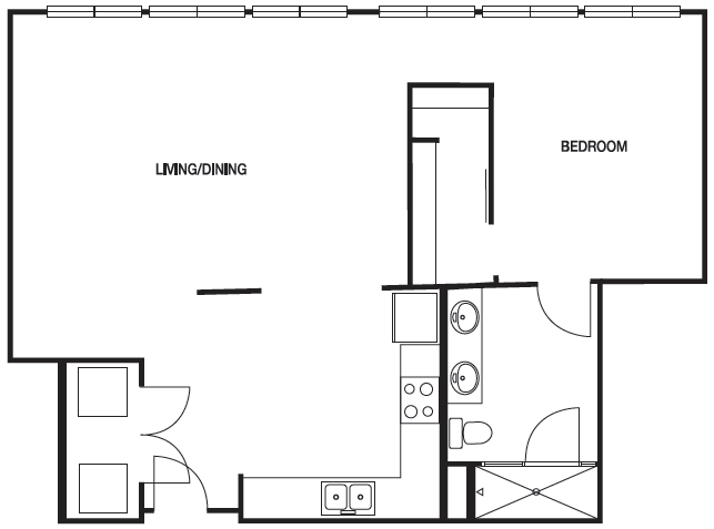 Floor Plan - A15 1 Bed 1 Bath