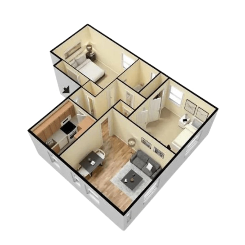 Floor Plan - 2 Bedroom 1 Bathroom