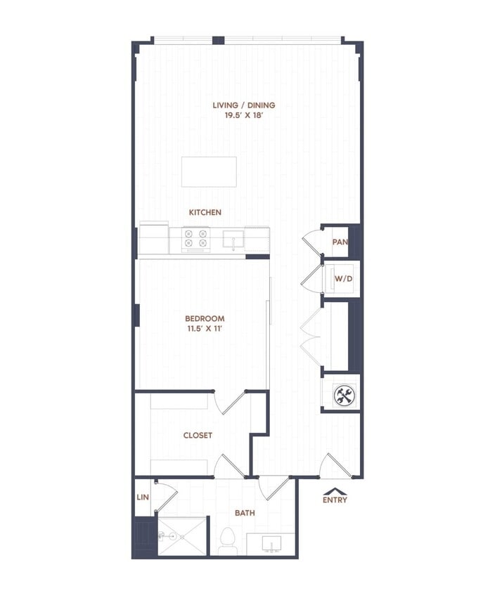 Floor Plan - 1 Bed/1 Bath-A19