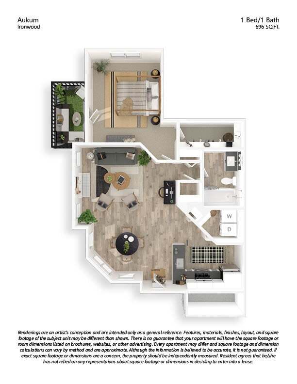 Floor Plan - 1x1 Upgraded 