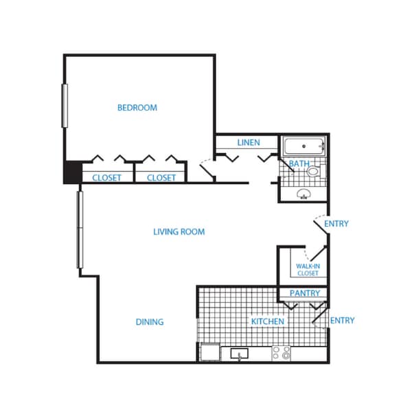 Floor Plan - 1 Bedroom, 1 Bath 929 SF A4