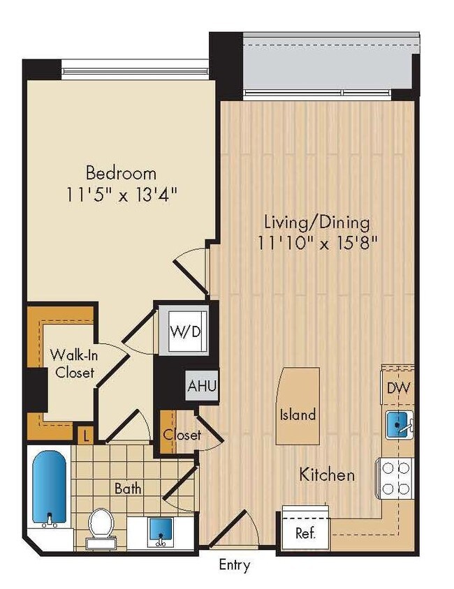 Floor Plan - 1 Bed 1 Bath Jr.-A1a