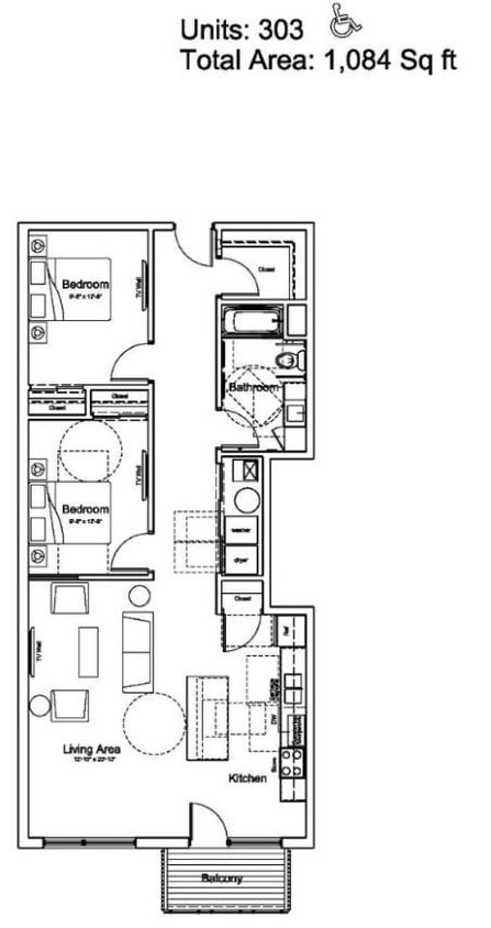 Floor Plan - 303 2B1B