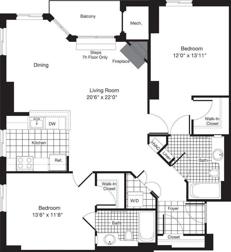Floor Plan - 2 Bedrooms Q Alt