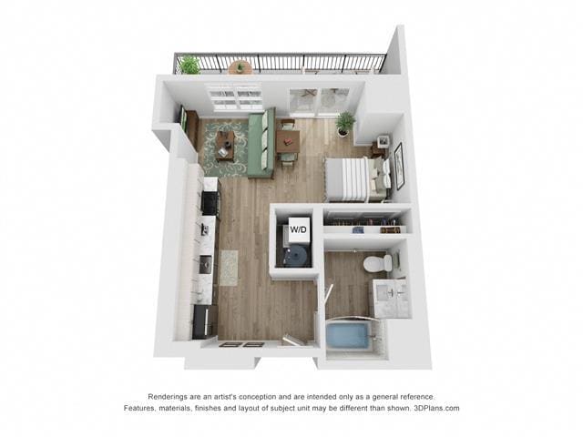 Floor Plan - Studio 555 Sq. ft.
