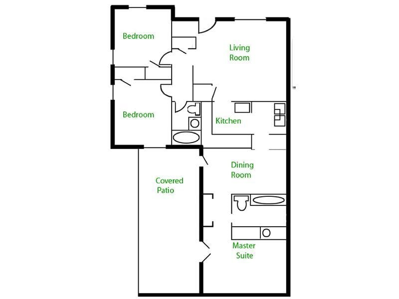 Floor Plan - 3 Bedroom 2 Bathroom
