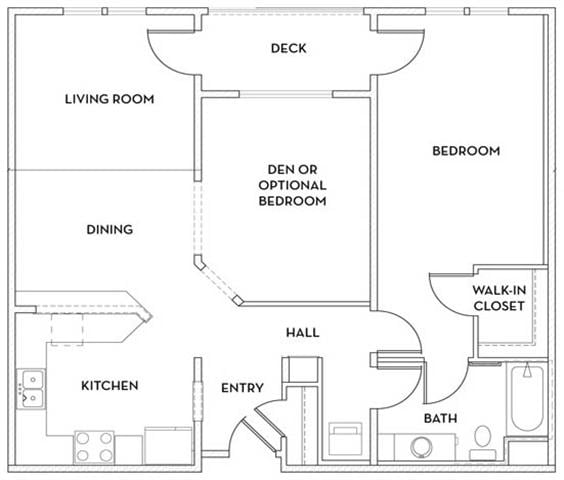 1BR/1BA + Den - Bernini