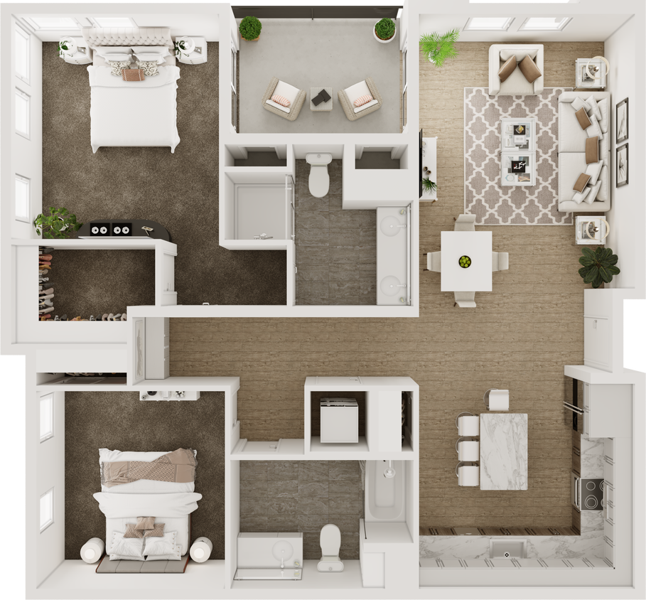 Floor Plan - 2BD, 2BTH B5