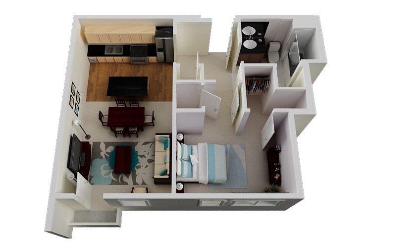 Floor Plan - 1 Bed 1 Bath