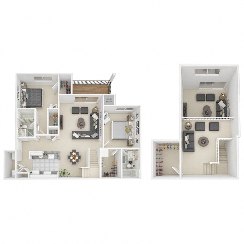 Floor Plan - 2 Bed 2 Bath Loft - BL2