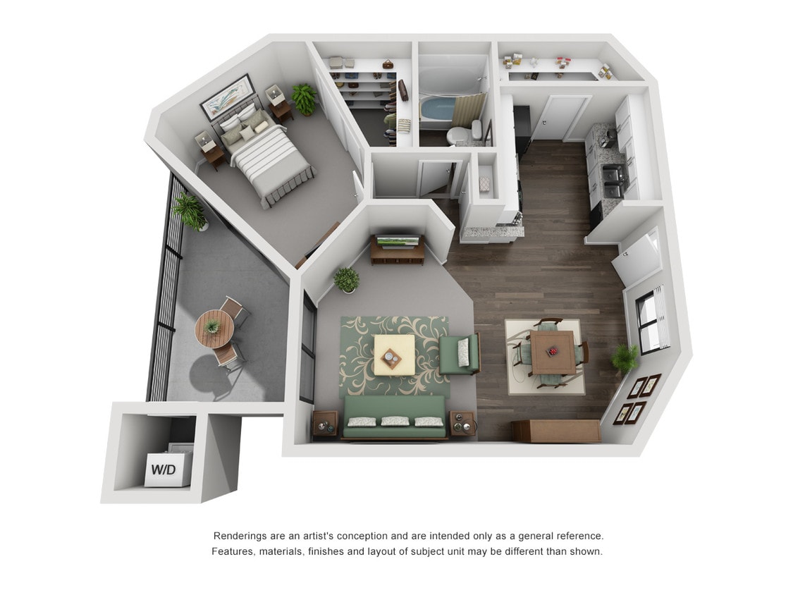 Floor Plan - One Bedroom One Bath Upgraded