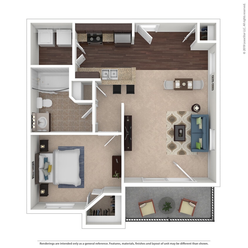Floor Plan - 1x1 - Edward
