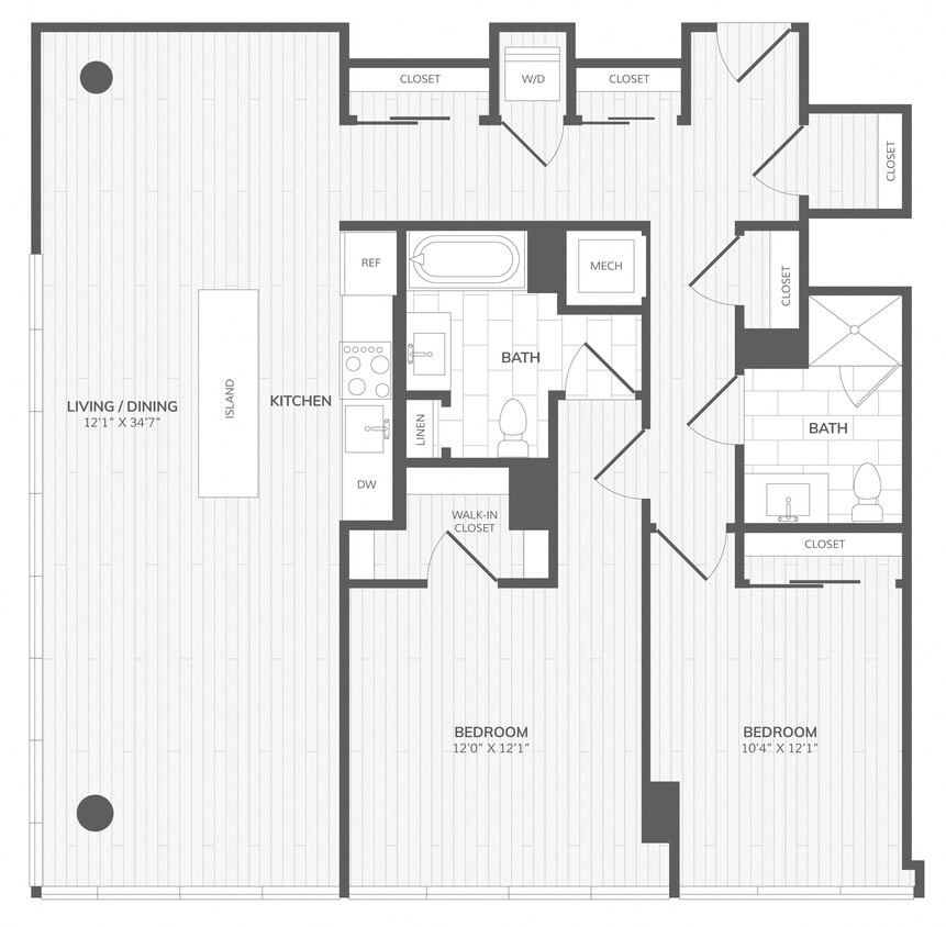 Floor Plan - 2 Bed/2 Bath-D East Medley