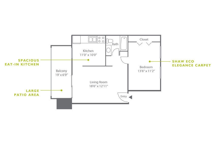 Floor Plan - 1 Bed | 1 Bath