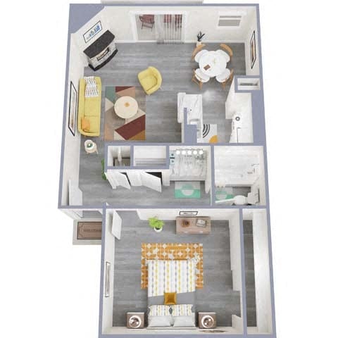 Floor Plan - 1 Bedroom x 1 Bath B
